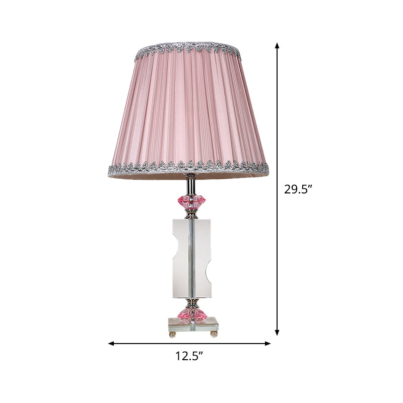 1 Head Living Room Desk Lamp Modernism Pink Table Light with Pleated Fabric Shade Clearhalo 'Lamps' 'Table Lamps' Lighting' 493459