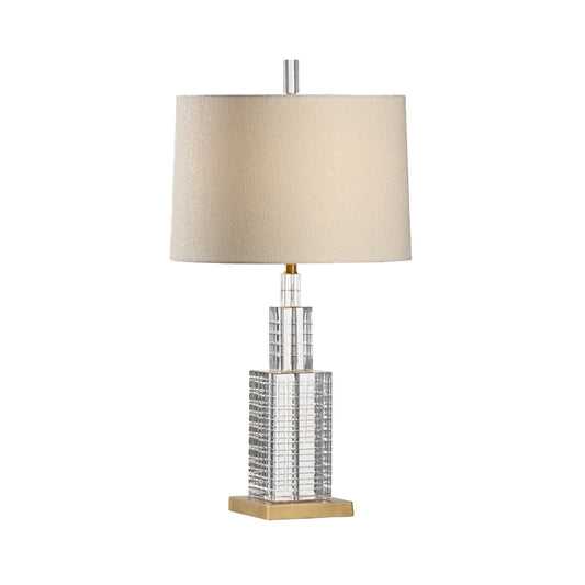 Drum Shade Crystal Desk Lamp Modern Fabric 1 Bulb Beige Table Light for Dining Room Clearhalo 'Lamps' 'Table Lamps' Lighting' 493478