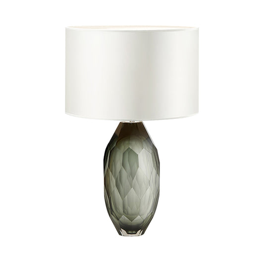 Straight Sided Shade Crystal Task Lamp Modernism Fabric 1 Head Desk Light in White Clearhalo 'Lamps' 'Table Lamps' Lighting' 493484