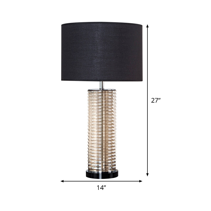 Straight Sided Shade Task Lamp Modernism Fabric 1 Bulb Reading Book Light in Black Clearhalo 'Lamps' 'Table Lamps' Lighting' 493534