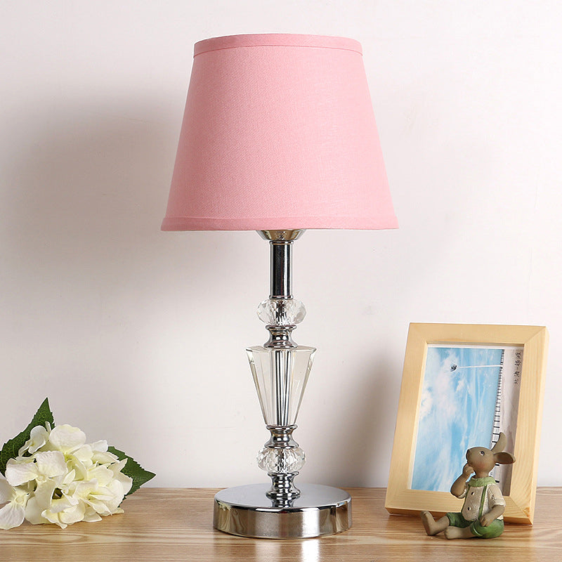 Fabric Cone/Paneled Bell Table Light Modernist 1 Head Small Desk Lamp in Pink/Beige for Living Room Clearhalo 'Lamps' 'Table Lamps' Lighting' 493546