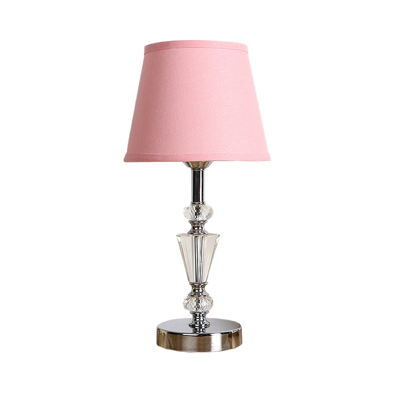 Fabric Cone/Paneled Bell Table Light Modernist 1 Head Small Desk Lamp in Pink/Beige for Living Room Clearhalo 'Lamps' 'Table Lamps' Lighting' 493547