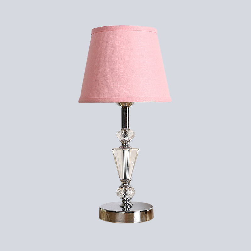 Fabric Cone/Paneled Bell Table Light Modernist 1 Head Small Desk Lamp in Pink/Beige for Living Room Clearhalo 'Lamps' 'Table Lamps' Lighting' 493548