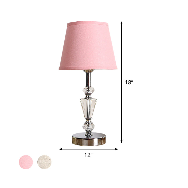 Fabric Cone/Paneled Bell Table Light Modernist 1 Head Small Desk Lamp in Pink/Beige for Living Room Clearhalo 'Lamps' 'Table Lamps' Lighting' 493549