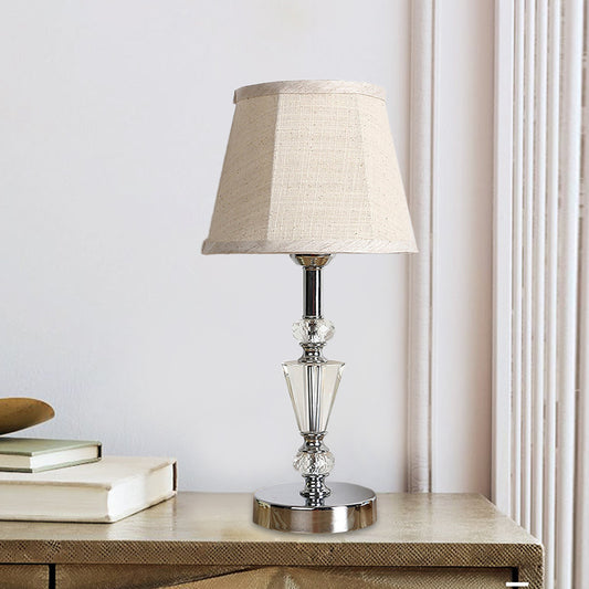 Fabric Cone/Paneled Bell Table Light Modernist 1 Head Small Desk Lamp in Pink/Beige for Living Room Clearhalo 'Lamps' 'Table Lamps' Lighting' 493551