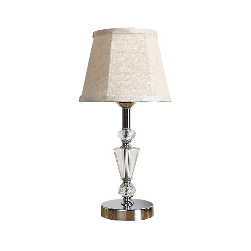 Fabric Cone/Paneled Bell Table Light Modernist 1 Head Small Desk Lamp in Pink/Beige for Living Room Clearhalo 'Lamps' 'Table Lamps' Lighting' 493552