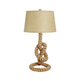 Fabric White Desk Light Barrel 1 Head Industrial Night Table Lamp with Coarse Knots Rope Base for Living Room Clearhalo 'Lamps' 'Table Lamps' Lighting' 493773