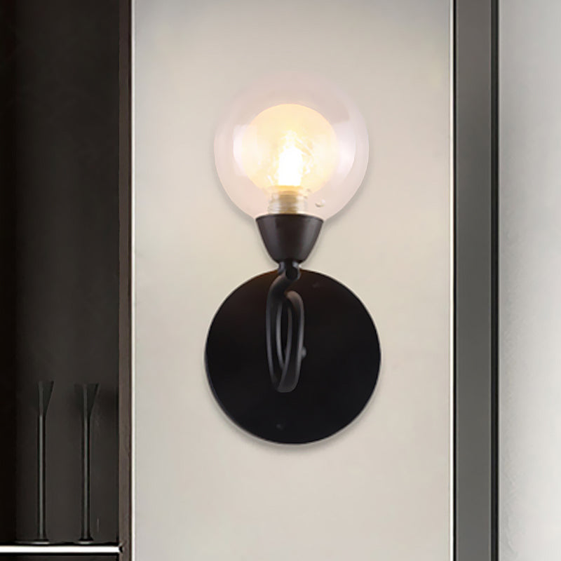 White Glass Round Sconce Lighting Contemporary Led Black Wall Mounted Light Fixture Clear Clearhalo 'Cast Iron' 'Glass' 'Industrial' 'Modern wall lights' 'Modern' 'Tiffany' 'Traditional wall lights' 'Wall Lamps & Sconces' 'Wall Lights' Lighting' 493805