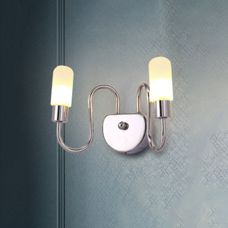 Pill Capsule Sconce Light Contemporary Milk Glass 2/3 Lights Chrome Led Flush Mount Wall Sconce Clearhalo 'Cast Iron' 'Glass' 'Industrial' 'Modern wall lights' 'Modern' 'Tiffany' 'Traditional wall lights' 'Wall Lamps & Sconces' 'Wall Lights' Lighting' 493836