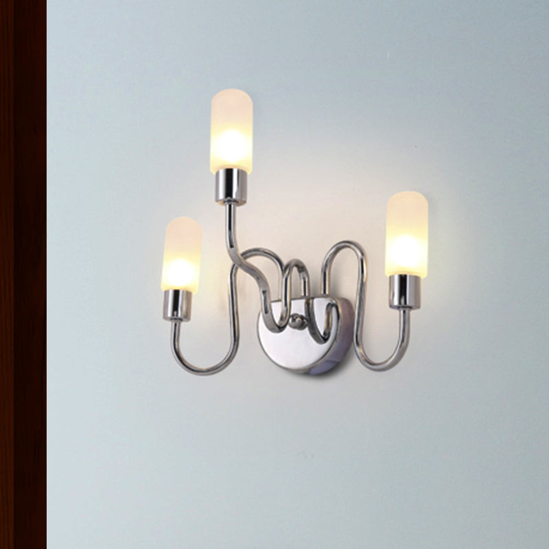 Pill Capsule Sconce Light Contemporary Milk Glass 2/3 Lights Chrome Led Flush Mount Wall Sconce Clearhalo 'Cast Iron' 'Glass' 'Industrial' 'Modern wall lights' 'Modern' 'Tiffany' 'Traditional wall lights' 'Wall Lamps & Sconces' 'Wall Lights' Lighting' 493837