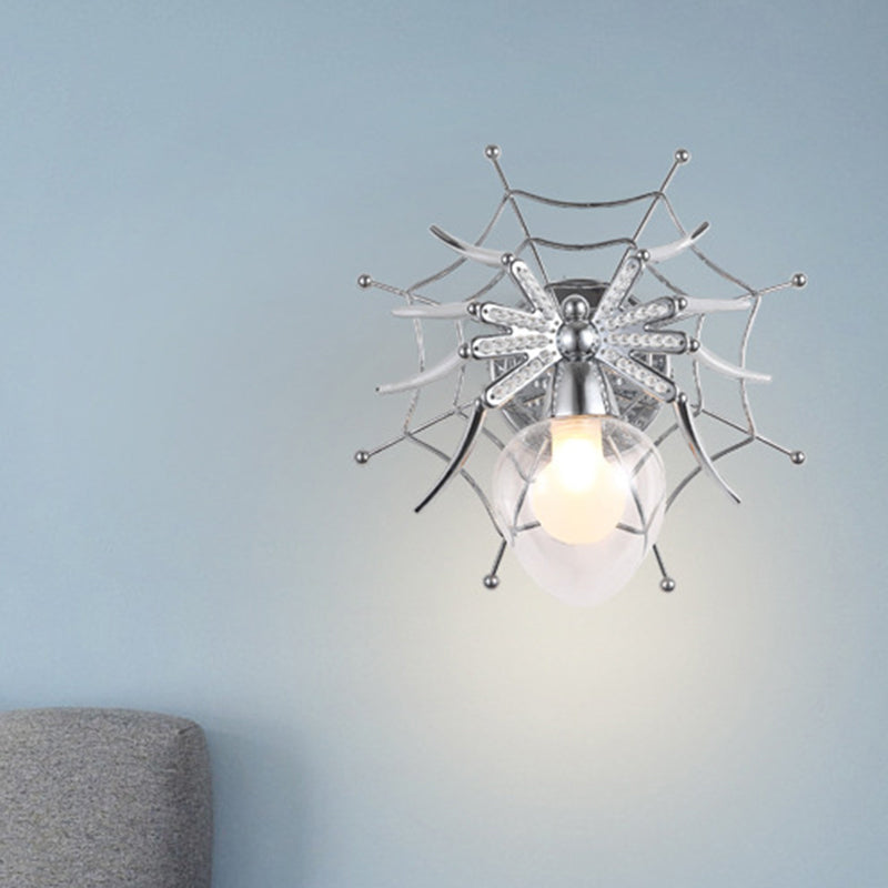 Chrome Spider Wall Sconce Light Modern Clear Glass 1 Light Wall Lighting for Bedroom Clearhalo 'Wall Lamps & Sconces' 'Wall Lights' Lighting' 493853