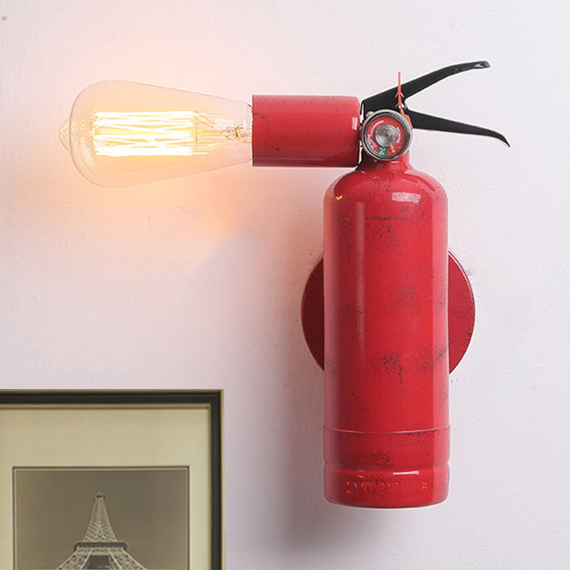 Industrial Fire Extinguisher Wall Lamp Single Light Metallic Sconce Light in Red Clearhalo 'Wall Lamps & Sconces' 'Wall Lights' Lighting' 493854