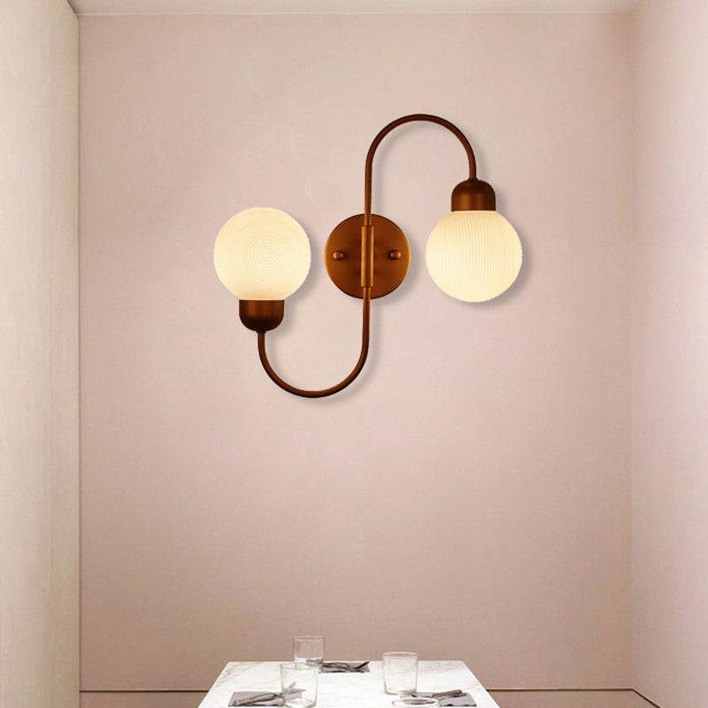 2 Heads Spherical Wall Sconce Modern White Glass Wall Mounted Light for Living Room White Multiple Headlights-Same Type Clearhalo 'Cast Iron' 'Glass' 'Industrial' 'Modern wall lights' 'Modern' 'Tiffany' 'Traditional wall lights' 'Vanity Lights' 'Wall Lights' Lighting' 493906