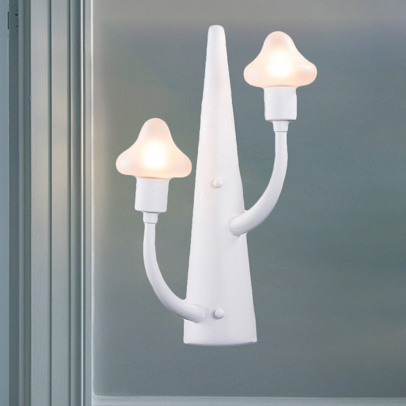 2/3 Lights Living Room Sconce with Mushroom Opal Glass Shade Modernist White Led Wall Lamp Clearhalo 'Cast Iron' 'Glass' 'Industrial' 'Modern wall lights' 'Modern' 'Tiffany' 'Traditional wall lights' 'Wall Lamps & Sconces' 'Wall Lights' Lighting' 493925