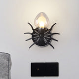 Metal Spider Wall Lighting with Metal Shade Lodge Loft 1 Light Sconce Lamp in Black Clearhalo 'Wall Lamps & Sconces' 'Wall Lights' Lighting' 493935