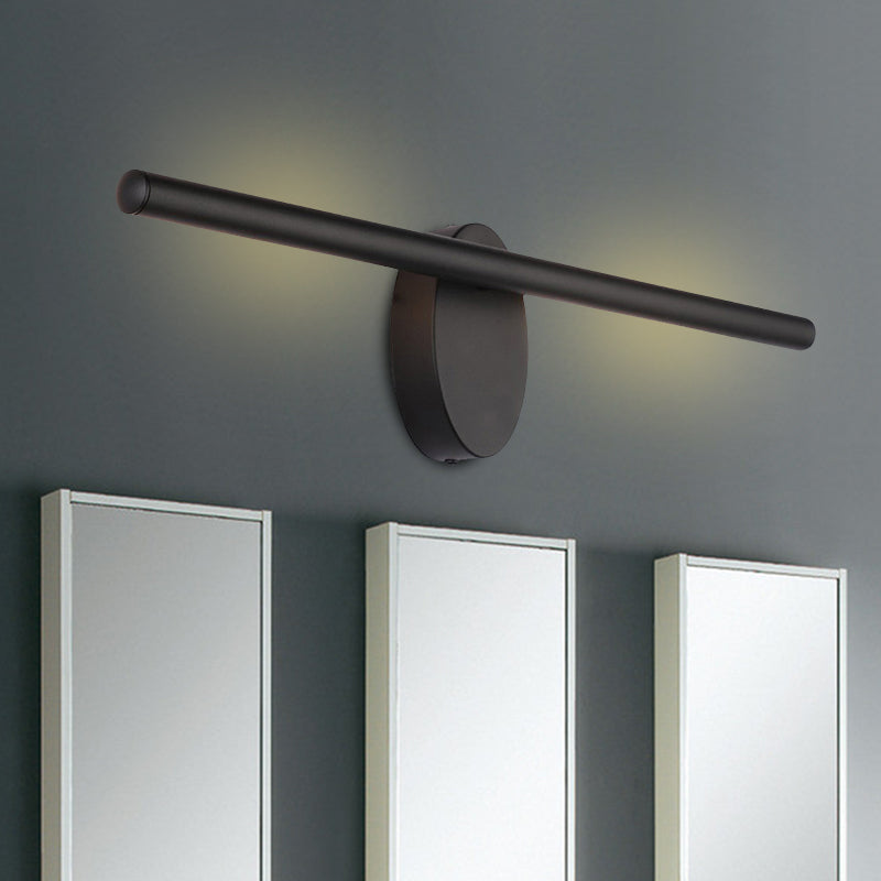 Contemporary LED Wall Lamp with Acrylic Shade Black Finish Tubed Wall Sconce Lighting for Bathroom, 21.5"/28"/36" Wide Clearhalo 'Cast Iron' 'Glass' 'Industrial' 'Modern wall lights' 'Modern' 'Tiffany' 'Traditional wall lights' 'Vanity Lights' 'Wall Lights' Lighting' 494123