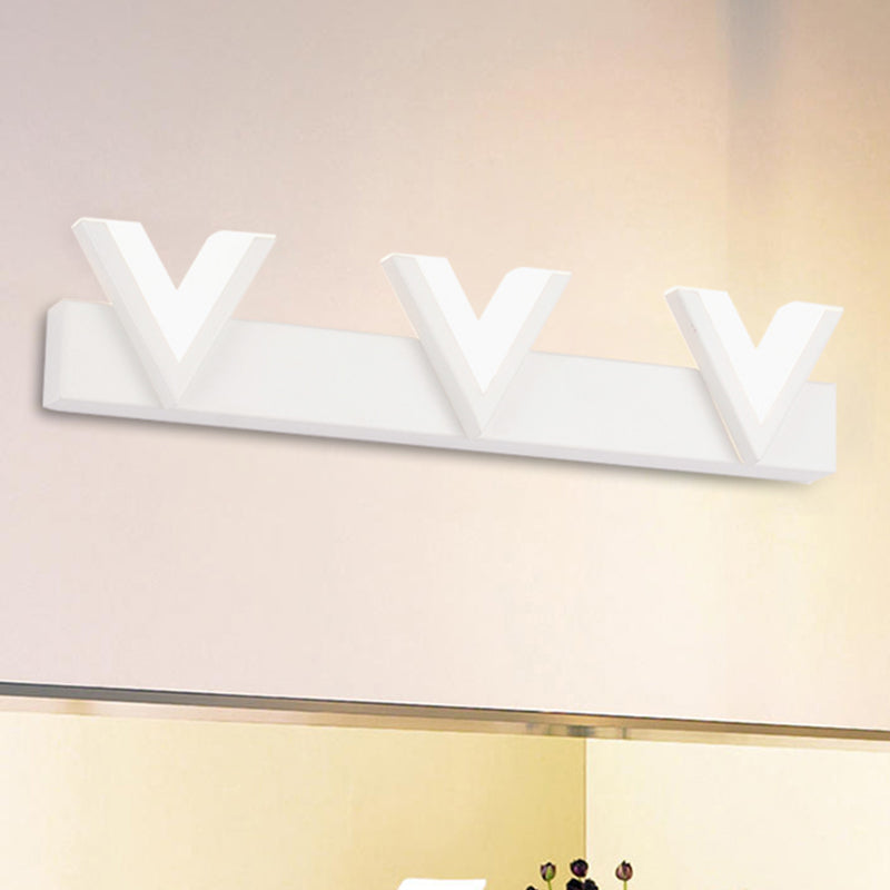 Modern V-Shaped LED Vanity Light Acrylic 2/3-Light Bathroom Wall Mounted Mirror Lamp in Warm/White 3.0 White Warm Clearhalo 'Modern wall lights' 'Modern' 'Vanity Lights' 'Wall Lights' Lighting' 494125