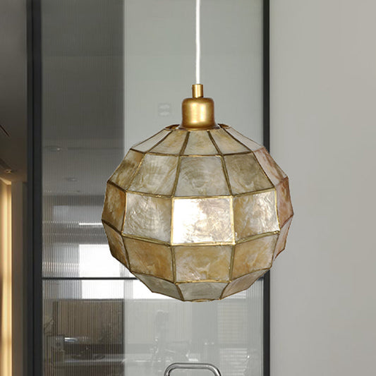 Gold Oval/Globe Ceiling Pendant Light Modernism 1 Light Shell Hanging Lamp Kit for Living Room Clearhalo 'Ceiling Lights' 'Modern Pendants' 'Modern' 'Pendant Lights' 'Pendants' Lighting' 494128