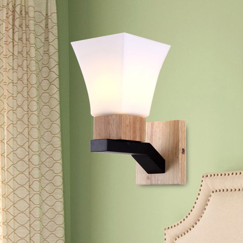 Modern White Wall Sconce Inverted Bell One Head Frosted Glass Wall Lamp for Bedroom Dining Room Clearhalo 'Modern wall lights' 'Modern' 'Wall Lamps & Sconces' 'Wall Lights' Lighting' 494173
