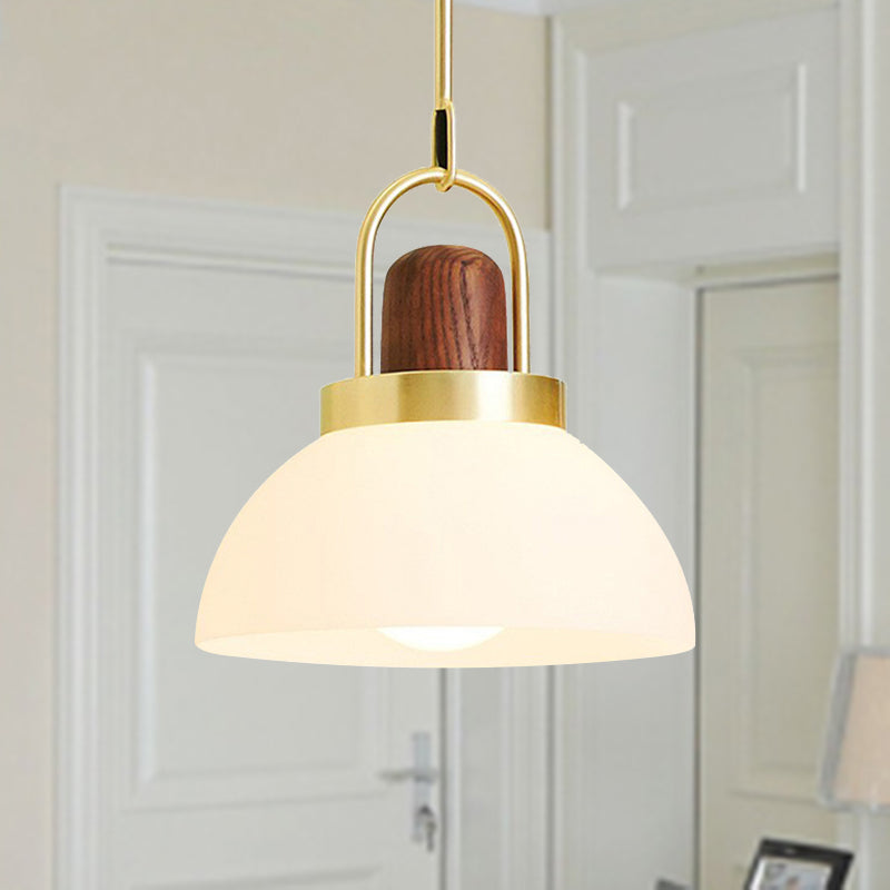 Hotel Kitchen Domed Pendant Light Frosted Glass 1 Light Simple Style White Hanging Lamp Clearhalo 'Ceiling Lights' 'Glass shade' 'Glass' 'Modern Pendants' 'Modern' 'Pendant Lights' 'Pendants' Lighting' 494175