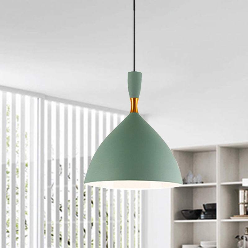 Restaurant Cloth Shop Funnel Pendant Lighting Aluminum 1 Head Macaron Loft Suspension Light Green Clearhalo 'Ceiling Lights' 'Modern Pendants' 'Modern' 'Pendant Lights' 'Pendants' Lighting' 494256