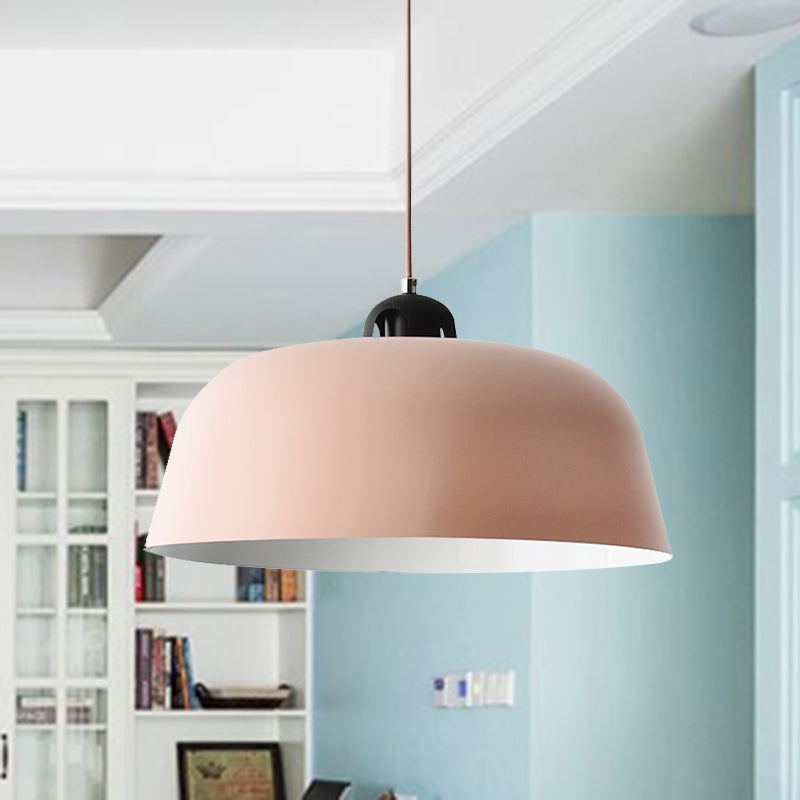 Macaron Barn Shape Hanging Pendant Light 1 Light Metal Ceiling Lamp in Blue/Green/Yellow/Pink for Nursing Room Bathroom Clearhalo 'Ceiling Lights' 'Modern Pendants' 'Modern' 'Pendant Lights' 'Pendants' Lighting' 494262