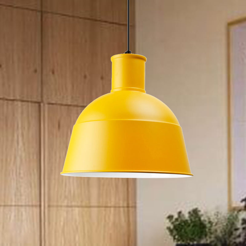 Dining Room Kindergarten Bowl Pendant Light Aluminum One-Light Macaron Loft Hanging Lamp Clearhalo 'Ceiling Lights' 'Modern Pendants' 'Modern' 'Pendant Lights' 'Pendants' Lighting' 494275