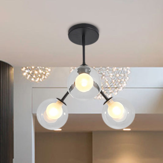 Modern Style Modo Chandelier 3 Lights Metal Flush Mount Light for Kid Bedroom Restaurant Clearhalo 'Ceiling Lights' 'Chandeliers' 'Modern Chandeliers' 'Modern' Lighting' 494276