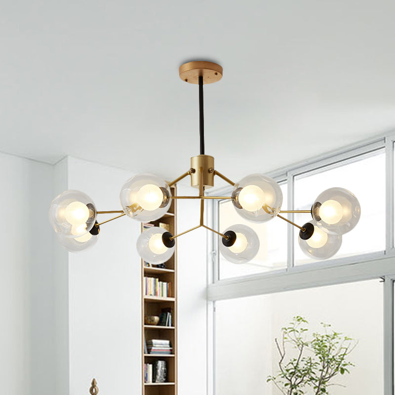 Contemporary Twig Shaped Chandelier with Orb Shade 3/6/8/10 Heads Metallic Pendant Light for Dining Room Clearhalo 'Ceiling Lights' 'Chandeliers' 'Modern Chandeliers' 'Modern' Lighting' 494294