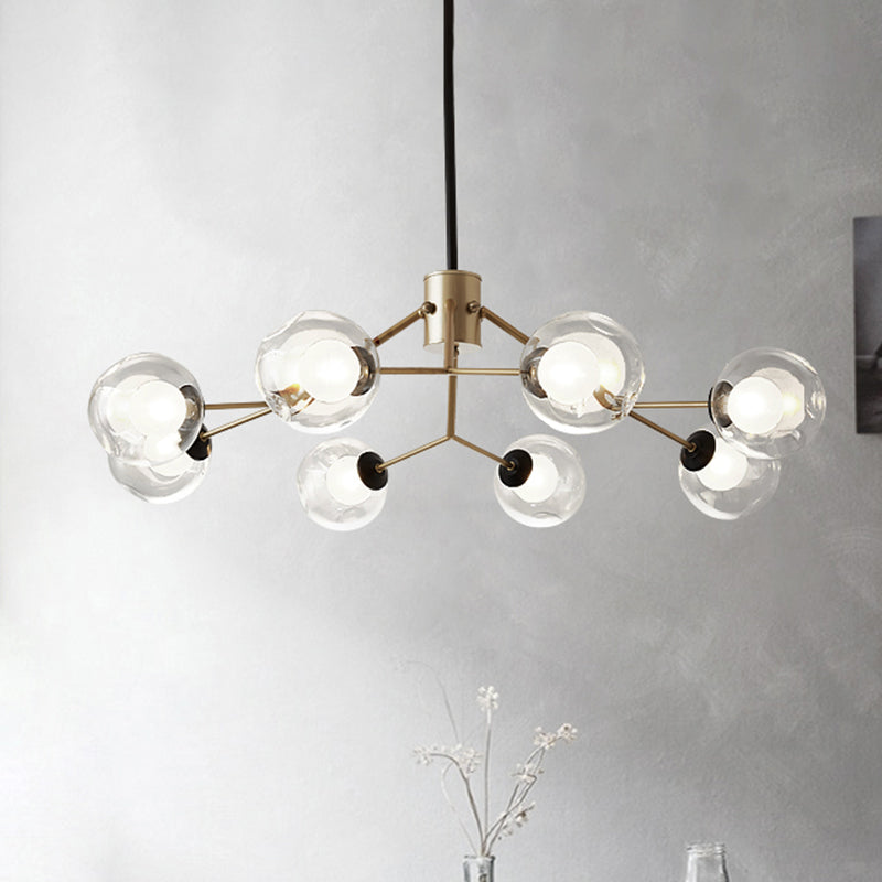 Contemporary Twig Shaped Chandelier with Orb Shade 3/6/8/10 Heads Metallic Pendant Light for Dining Room Clearhalo 'Ceiling Lights' 'Chandeliers' 'Modern Chandeliers' 'Modern' Lighting' 494295