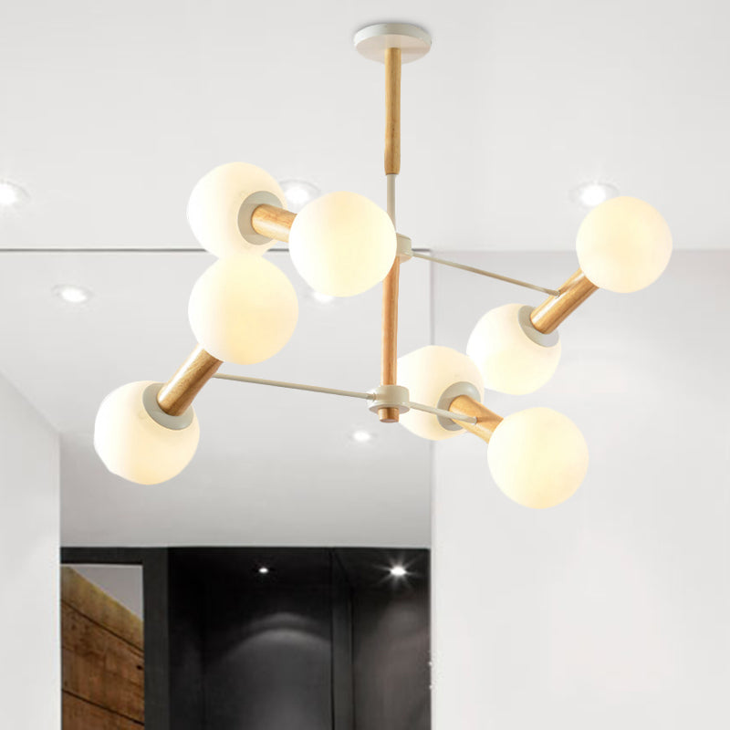 Opal Glass Sphere Shade Chandelier Multi-Head Contemporary Pendant Lighting for Study Room Clearhalo 'Ceiling Lights' 'Chandeliers' 'Glass shade' 'Glass' 'Modern Chandeliers' 'Modern' Lighting' 494301