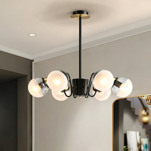 Black Pendant Light Multi-Head Modern Stylish Glass and Metal Chandelier for Study Room Kitchen Clearhalo 'Ceiling Lights' 'Chandeliers' 'Modern Chandeliers' 'Modern' Lighting' 494305