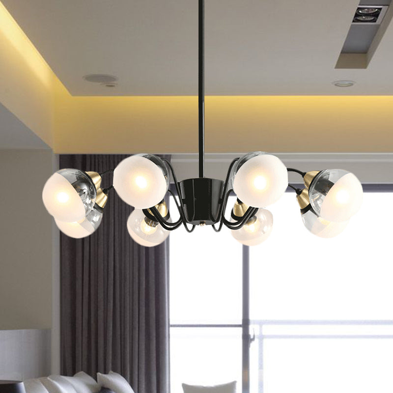 Black Pendant Light Multi-Head Modern Stylish Glass and Metal Chandelier for Study Room Kitchen Clearhalo 'Ceiling Lights' 'Chandeliers' 'Modern Chandeliers' 'Modern' Lighting' 494306