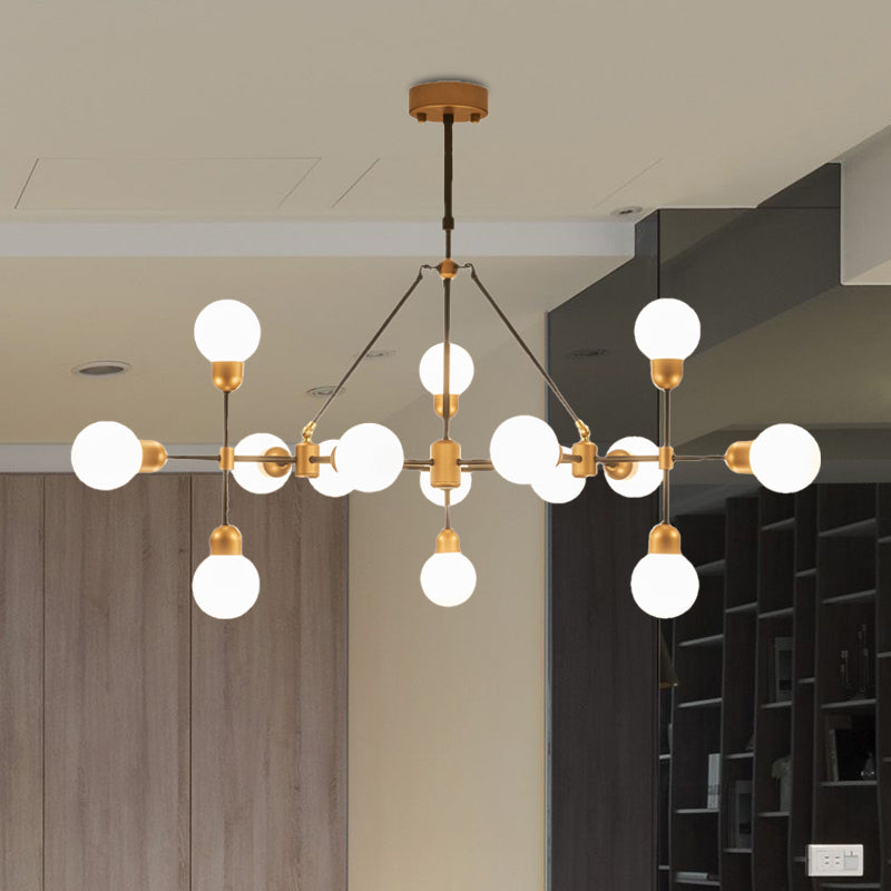 Modo Living Room Chandelier Opal Glass Multi-Head Modern Stylish Pendant Light in Brass Clearhalo 'Ceiling Lights' 'Chandeliers' 'Modern Chandeliers' 'Modern' Lighting' 494315