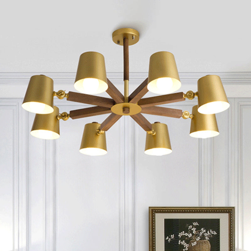 Metal Bucket Shade Chandelier Bedroom Restaurant Contemporary Hanging Light in Brass Clearhalo 'Ceiling Lights' 'Chandeliers' 'Modern Chandeliers' 'Modern' Lighting' 494348