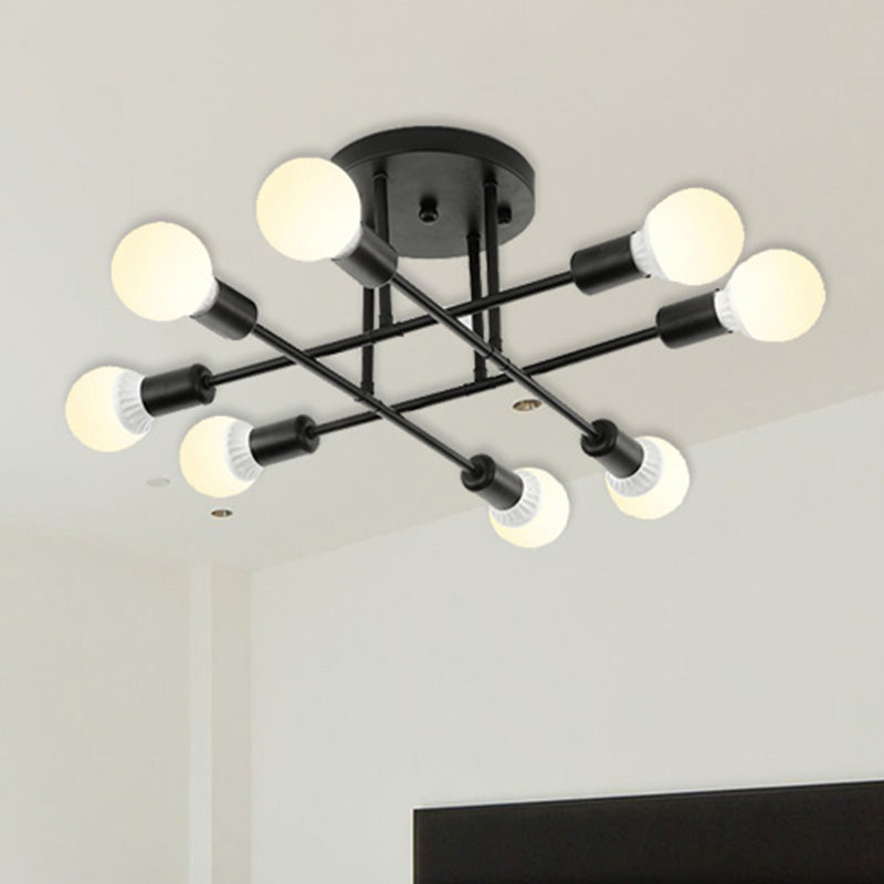 Bookstore Living Room Stacked Ceiling Light Metal Contemporary Semi Ceiling Mount Light Clearhalo 'Ceiling Lights' 'Close To Ceiling Lights' 'Close to ceiling' 'Semi-flushmount' Lighting' 494376