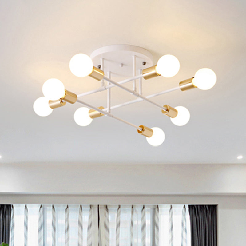 Modern Stacked Linear Ceiling Light Metal Energy Saving Semi Flushmount Light for Hotel Clearhalo 'Ceiling Lights' 'Close To Ceiling Lights' 'Close to ceiling' 'Semi-flushmount' Lighting' 494385