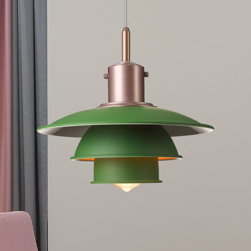 Layered Hanging Light Fixture Nordic Style Metallic 1 Head Living Room Pendant Lamp in Black/Silver Green Clearhalo 'Ceiling Lights' 'Modern Pendants' 'Modern' 'Pendant Lights' 'Pendants' Lighting' 494442