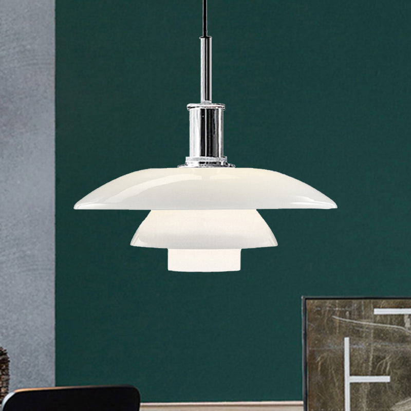 Layered Hanging Light Fixture Nordic Style Metallic 1 Head Living Room Pendant Lamp in Black/Silver Clearhalo 'Ceiling Lights' 'Modern Pendants' 'Modern' 'Pendant Lights' 'Pendants' Lighting' 494447