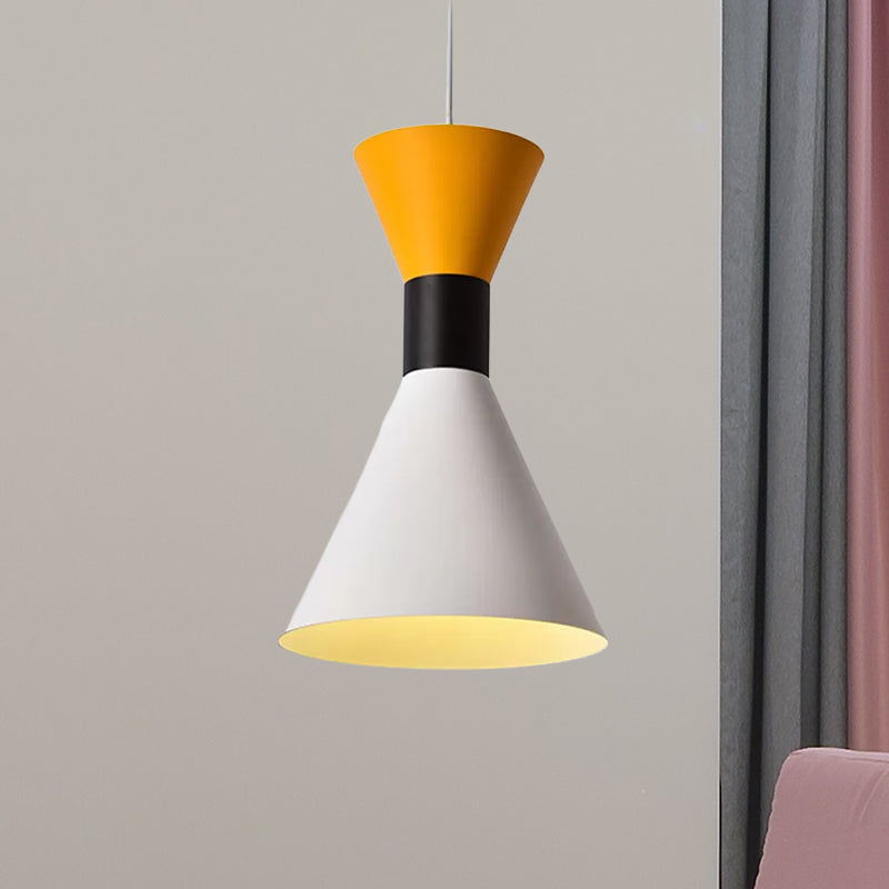 Nordic Style 1 Light Pendant Lighting with Metal Shade White/Pink/Green Hourglass Suspension Light Clearhalo 'Ceiling Lights' 'Modern Pendants' 'Modern' 'Pendant Lights' 'Pendants' Lighting' 494456