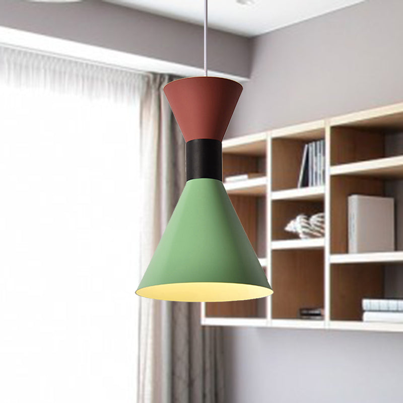 Nordic Style 1 Light Pendant Lighting with Metal Shade White/Pink/Green Hourglass Suspension Light Clearhalo 'Ceiling Lights' 'Modern Pendants' 'Modern' 'Pendant Lights' 'Pendants' Lighting' 494457