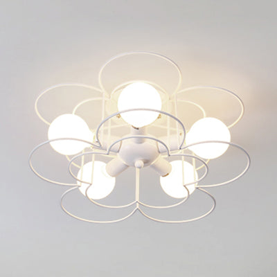 Wire Frame Ceiling Mount Light Living Room Contemporary Ceiling Fixture in White White A Clearhalo 'Ceiling Lights' 'Close To Ceiling Lights' 'Close to ceiling' 'Semi-flushmount' Lighting' 49539