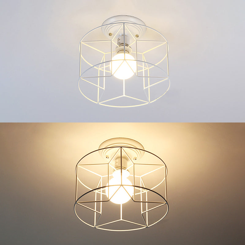 Wire Frame Ceiling Mount Light Living Room Contemporary Ceiling Fixture in White Clearhalo 'Ceiling Lights' 'Close To Ceiling Lights' 'Close to ceiling' 'Semi-flushmount' Lighting' 49546