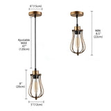 Caged Metal Pendant Light Industrial 1 Bulb Dining Room Hanging Lamp with Teardrop Shade in Brass/White/Black Clearhalo 'Ceiling Lights' 'Modern Pendants' 'Modern' 'Pendant Lights' 'Pendants' Lighting' 4975