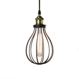 Metallic Black/Brass Pendant Ceiling Light Wire Cage 1 Light Vintage Industrial Ceiling Light with Bulb Shade Clearhalo 'Ceiling Lights' 'Modern Pendants' 'Modern' 'Pendant Lights' 'Pendants' Lighting' 4989