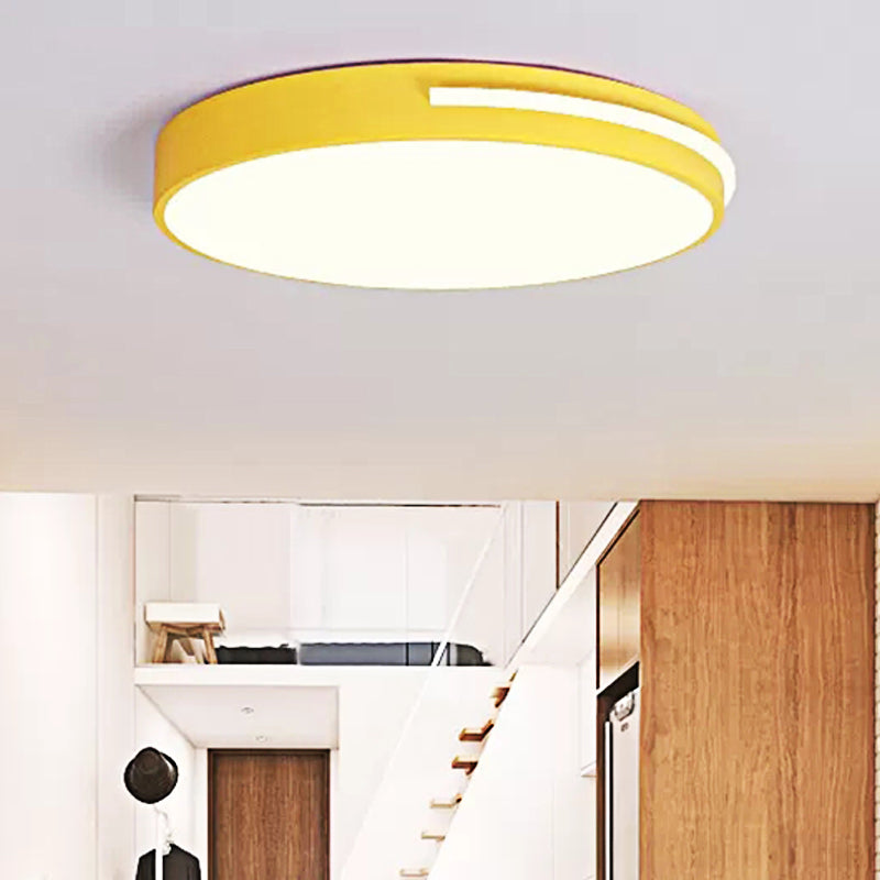 Acrylic Slim Round Flush Mount Light Kid Bedroom Nordic Stylish Ceiling Lamp Yellow Clearhalo 'Ceiling Lights' 'Close To Ceiling Lights' 'Close to ceiling' 'Flush mount' Lighting' 49921