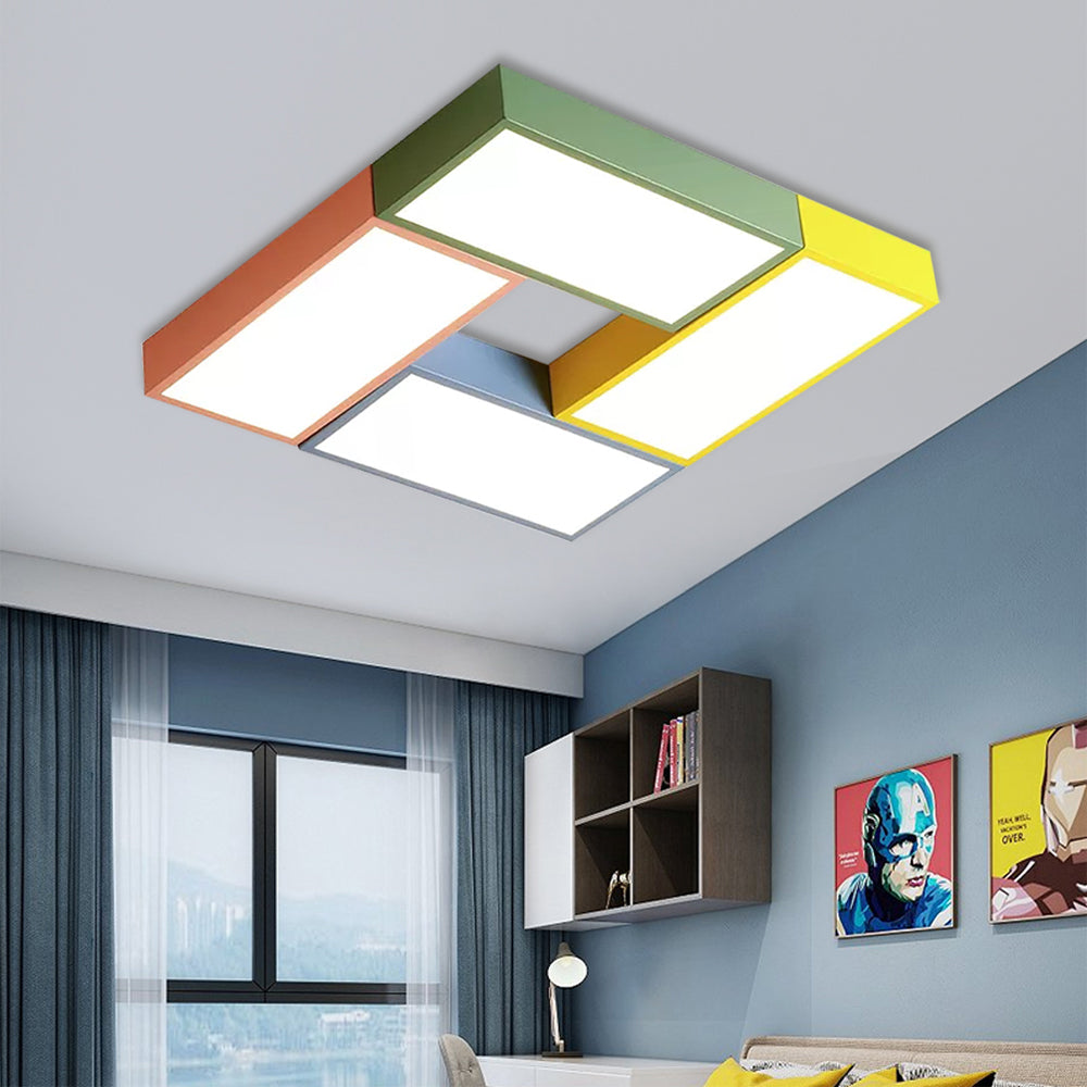 Game Room Square Ceiling Mount Light Acrylic Macaron Loft LED Ceiling Lamp Clearhalo 'Ceiling Lights' 'Close To Ceiling Lights' 'Close to ceiling' 'Flush mount' Lighting' 50247