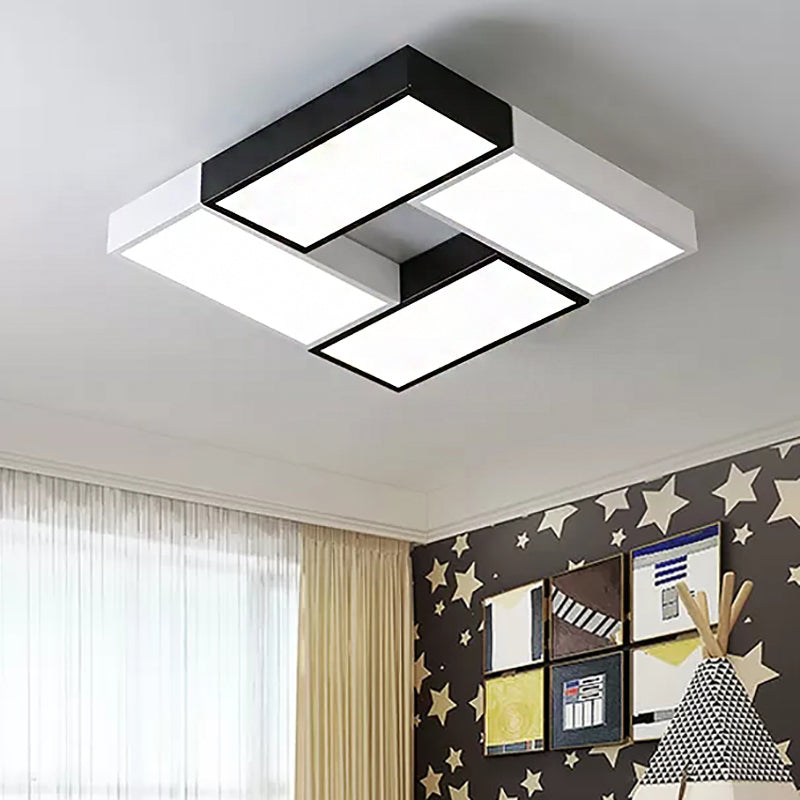 Game Room Square Ceiling Mount Light Acrylic Macaron Loft LED Ceiling Lamp Black-White Clearhalo 'Ceiling Lights' 'Close To Ceiling Lights' 'Close to ceiling' 'Flush mount' Lighting' 50252