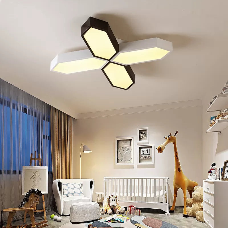 Cross Shape Study Room Ceiling Lamp Acrylic Nordic Style LED Flush Mount Light for Kindergarten Black-White Clearhalo 'Ceiling Lights' 'Close To Ceiling Lights' 'Close to ceiling' 'Flush mount' Lighting' 50262