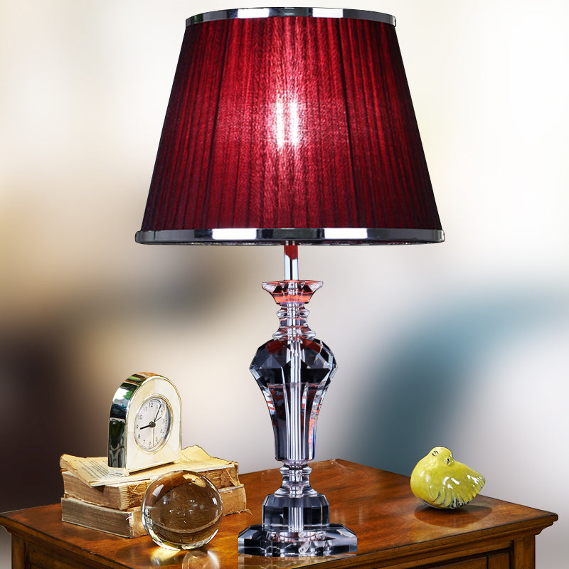 Urn-Shaped Table Light Contemporary Faceted Crystal 23"/25" Long 1 Head Red Small Desk Lamp Clearhalo 'Lamps' 'Table Lamps' Lighting' 503843